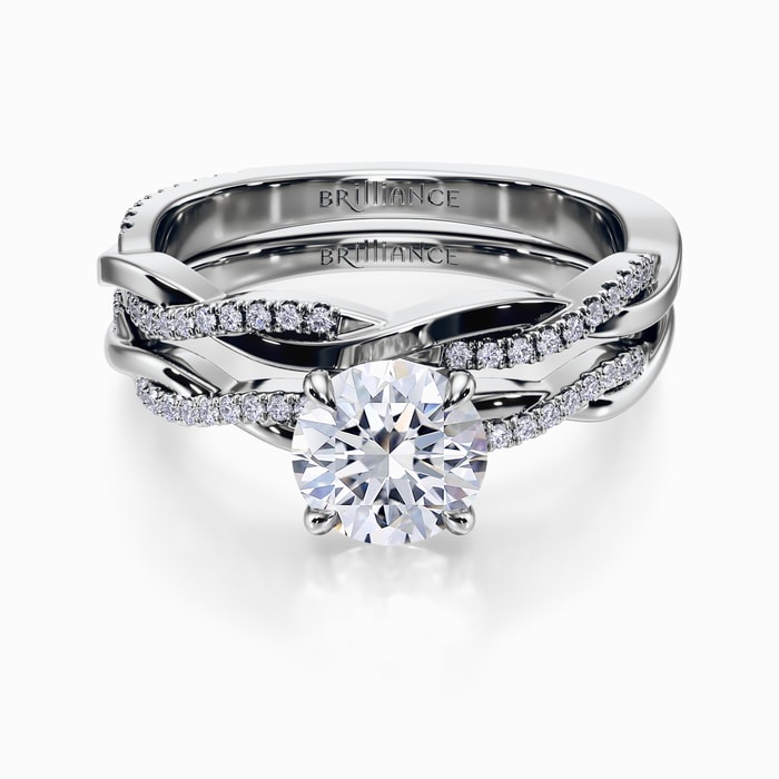 Twisted Diamond Bridal Set in White Gold