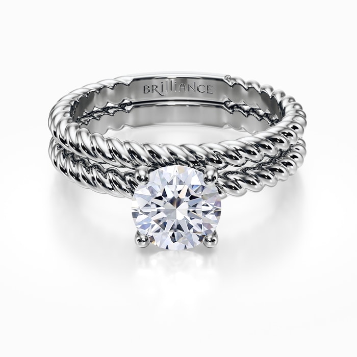Twisted Rope Diamond Solitaire Bridal Set in White Gold