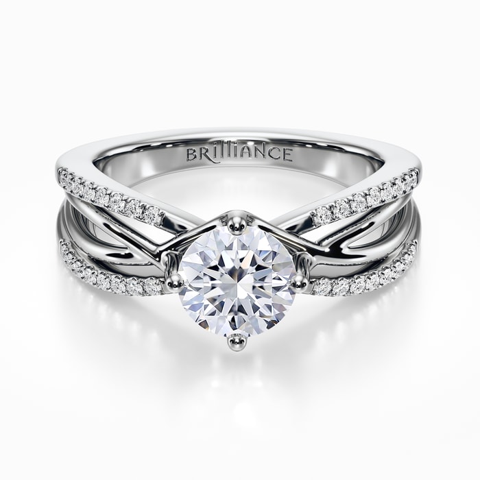 Twisted Split Shank Diamond Engagement Ring in White Gold