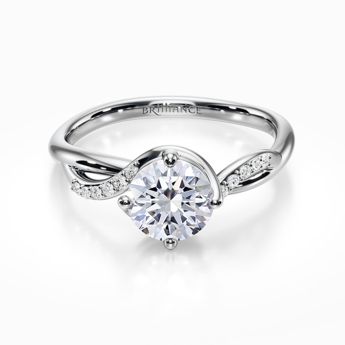 Twisted Vintage Diamond Engagement Ring in White Gold