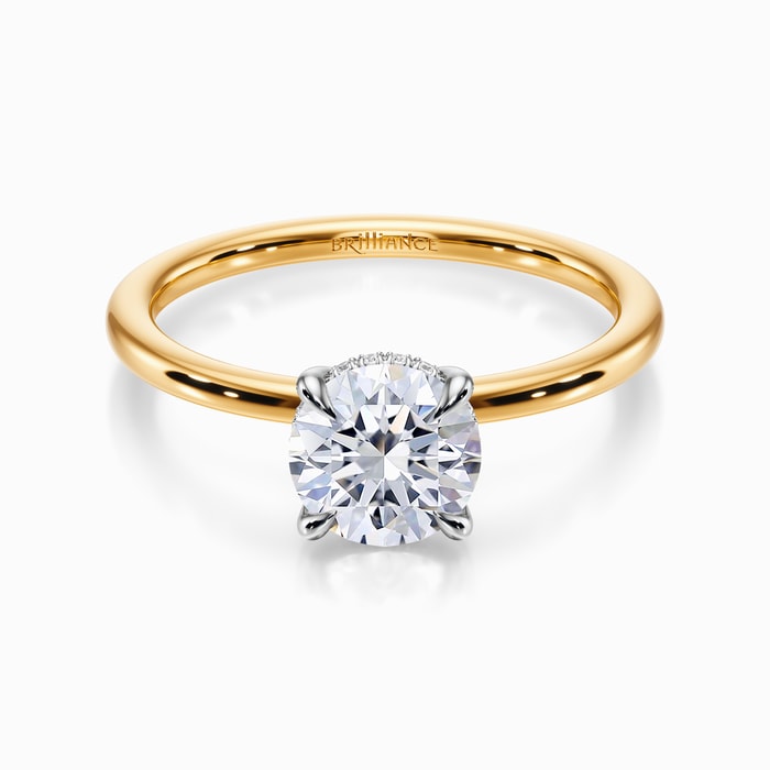 Two-Tone Hidden Halo Diamond Engagement Ring