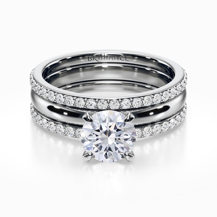Solitaire Ring With Diamond Wedding Ring Enhancer in White Gold