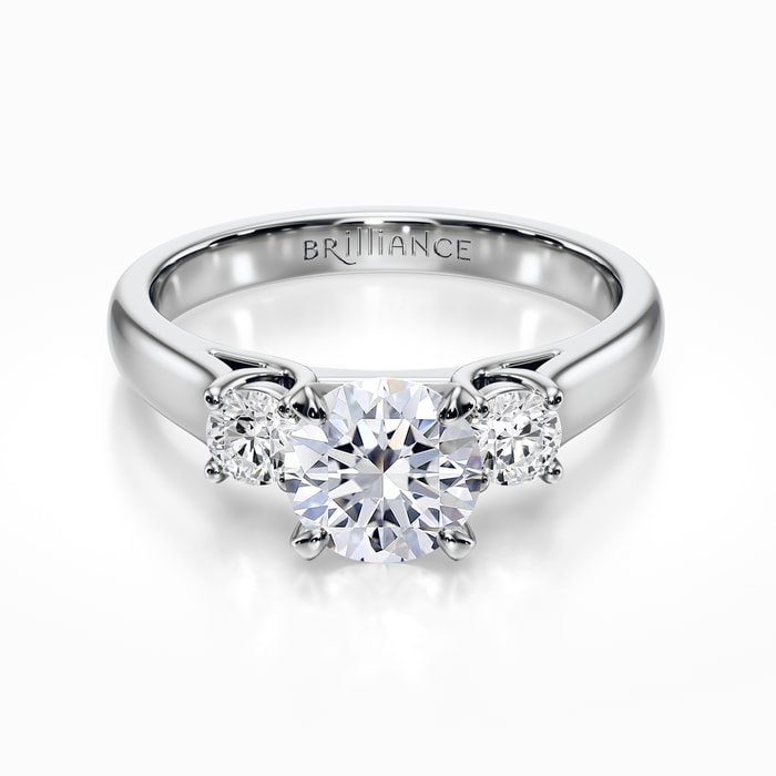 Three Stone Diamond Engagement Ring in White Gold (0.31 Carat)