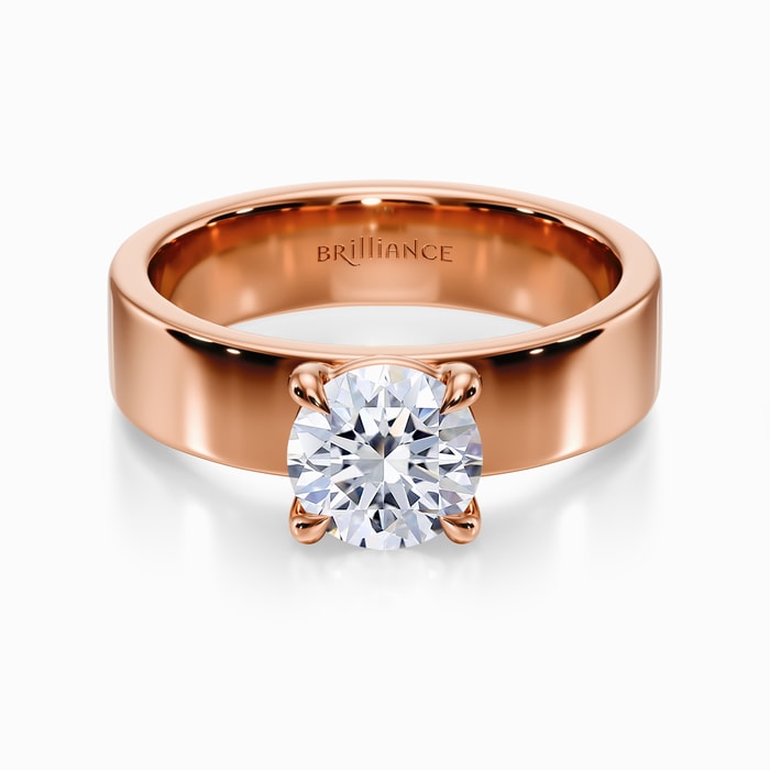 Wide Solitaire Engagement Ring in Rose Gold