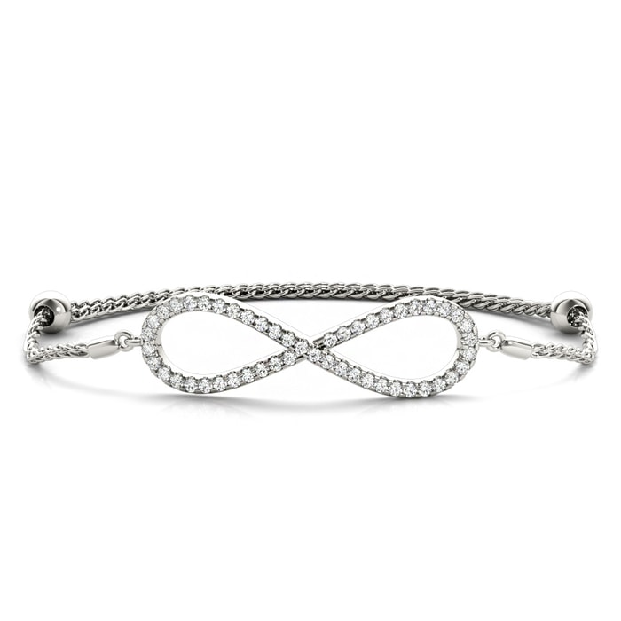 0.50 Carat White Gold Diamond Infinity Bracelet - Adjustable