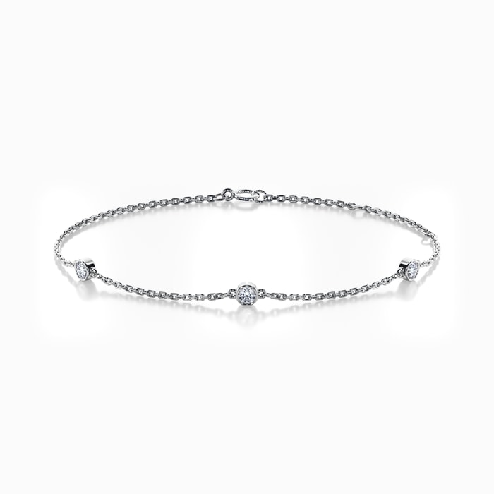 Lab Diamond Bezel Chain Bracelet in White Gold (0.28 Carat)
