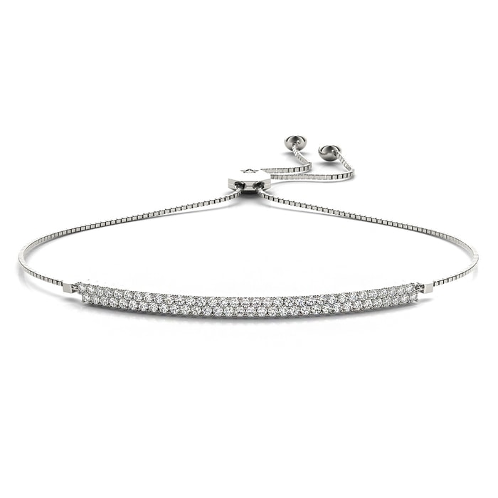 Adjustable 0.50 Carat Double Row Diamond Bracelet in White Gold