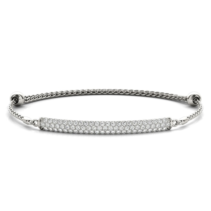 Adjustable Triple Row Diamond Bracelet in White Gold - 3/4 ctw