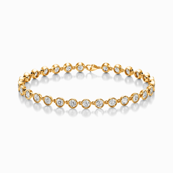 Bezel Round Lab Diamond Bracelet in Yellow Gold (5 Carat)