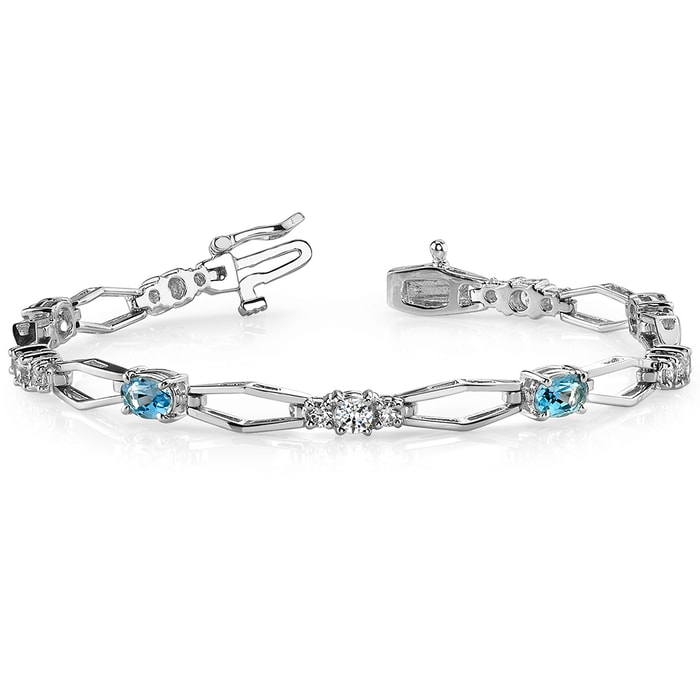 Modern Topaz And Diamond Bracelet In White Gold