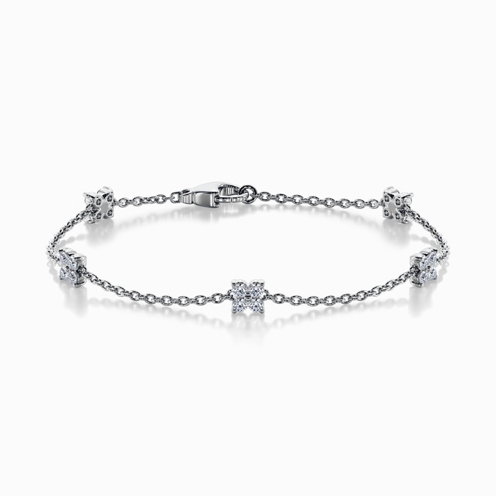 Dainty Lab Diamond Cluster Bracelet in White Gold (1 Carat)