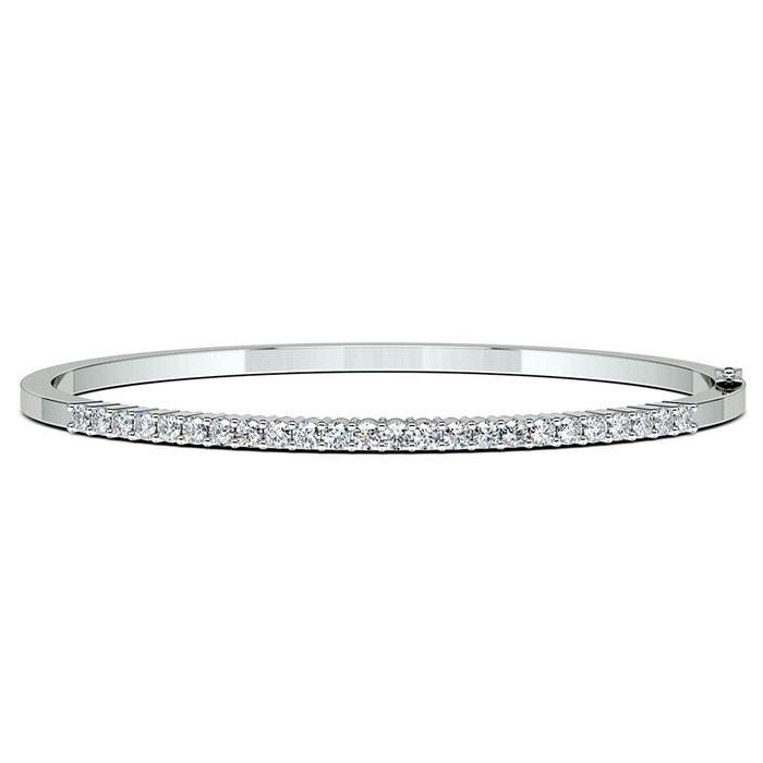 Half Eternity Diamond Bracelet Bangle In White Gold (1 Ctw)