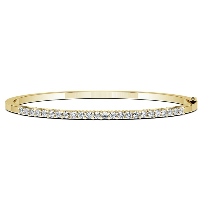 Half Eternity Diamond Bracelet Bangle In Yellow Gold (1 Ctw)