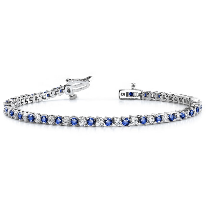 Diamond And Sapphire Bracelet In White Gold - Illusion Design