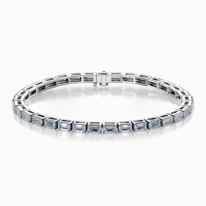 East to West Emerald Lab Diamond Bracelet in White Gold (12 Carat)