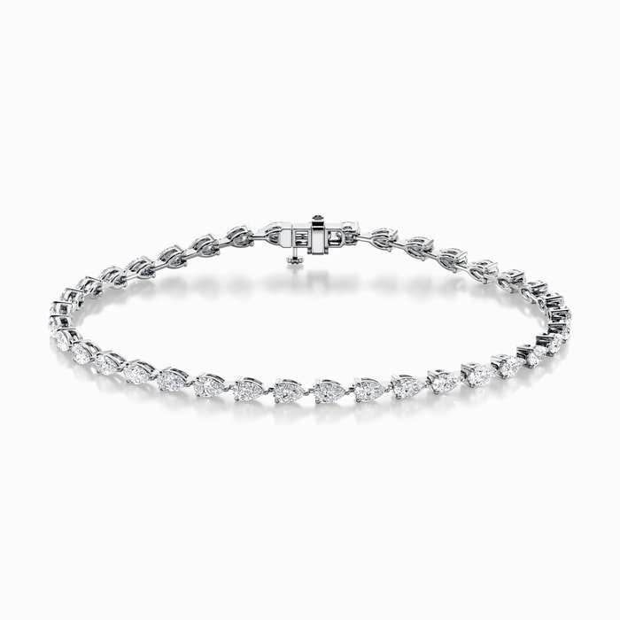 East West Pear Lab Diamond Bracelet in White Gold (4 Carat)