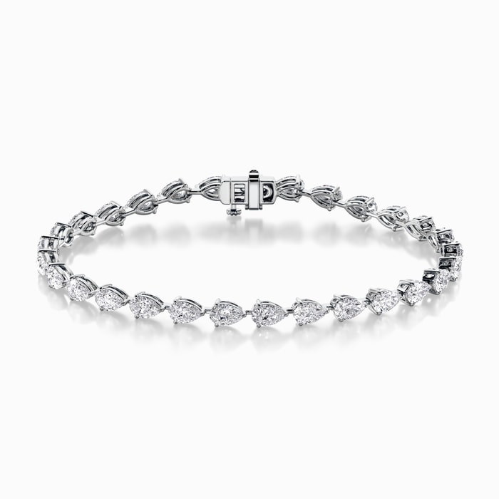 East West Pear Lab Diamond Bracelet in White Gold (7 Carat)