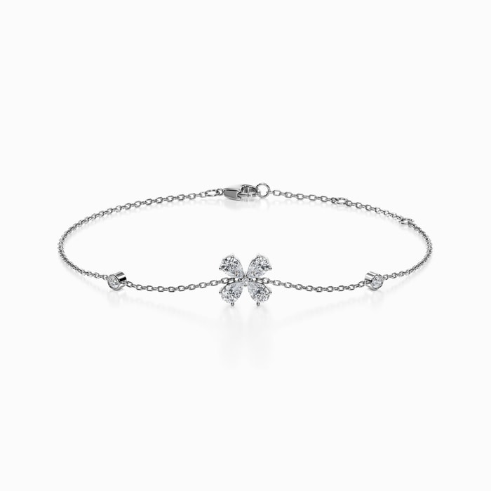 Four Petal Lab Diamond Bracelet in White Gold (0.68 Carat)