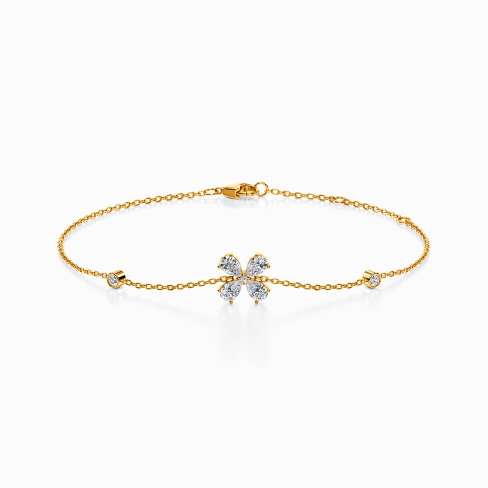 Four Petal Lab Diamond Bracelet in Yellow Gold (0.68 Carat)