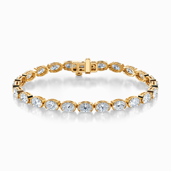Half Bezel Oval Lab Diamond Bracelet in Yellow Gold (13.00 carat)