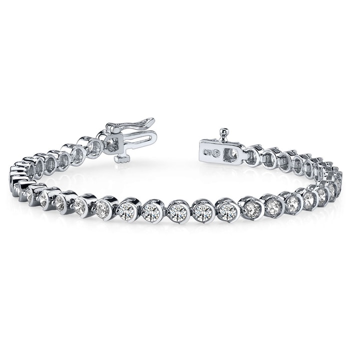 White Gold Crescent Moon Bracelet With Round Cut Diamonds