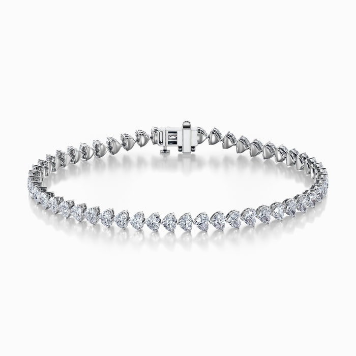 Heart Lab Diamond Bracelet in White Gold (8.00 carat)