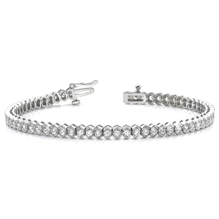 Half Bezel Diamond Tennis Bracelet In White Gold (2 Ctw)