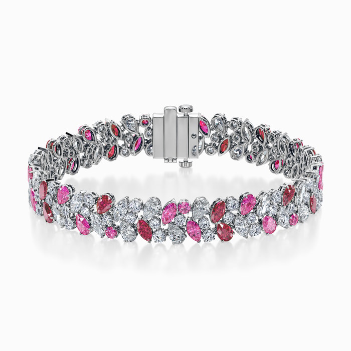 Multishape Lab Diamond and Sapphire Bracelet in White Gold 