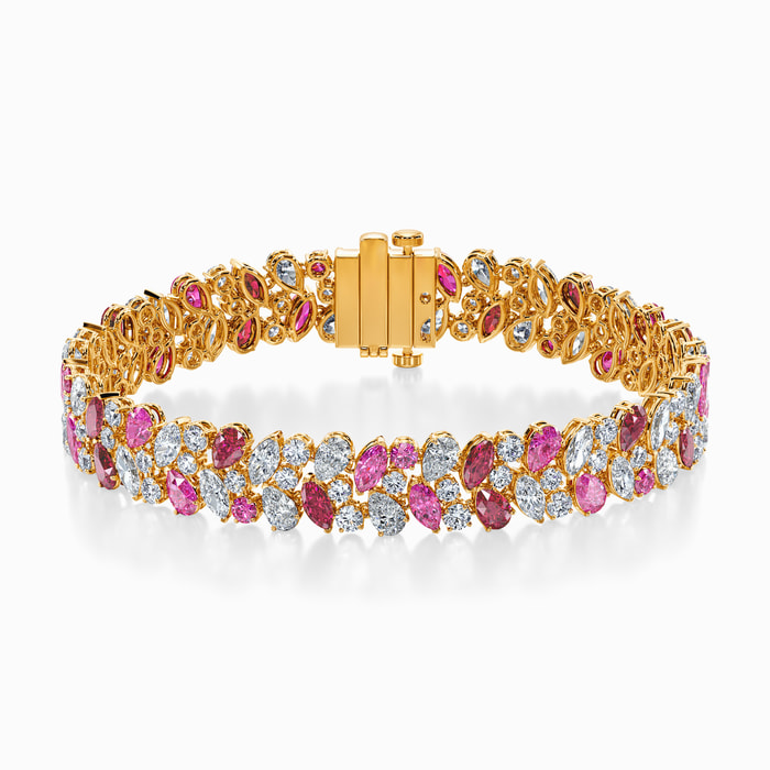 Multishape Lab Diamond and Sapphire Bracelet in Yellow Gold
