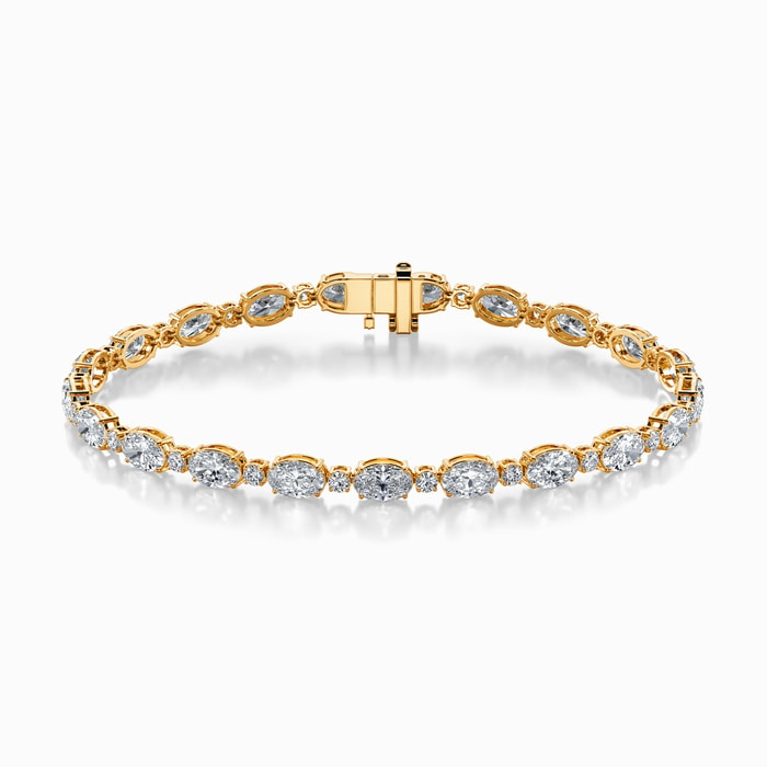 Oval and Round Lab Diamond Tennis Bracelet in Yellow Gold