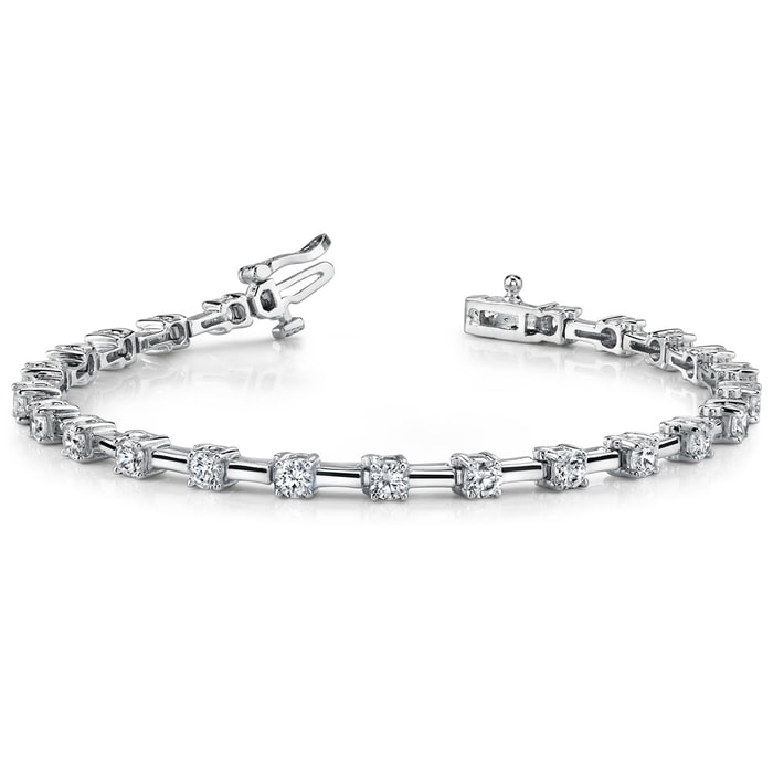 Diamond Link Bracelet In White Gold (Column Link) 1 Ctw