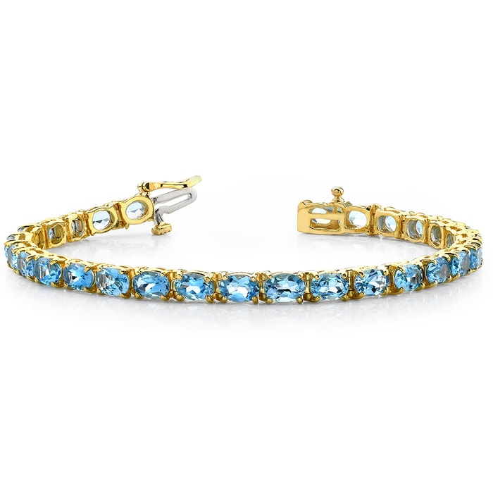 Gold Bracelet With Sky Blue Topaz Gemstones (16 Ctw)