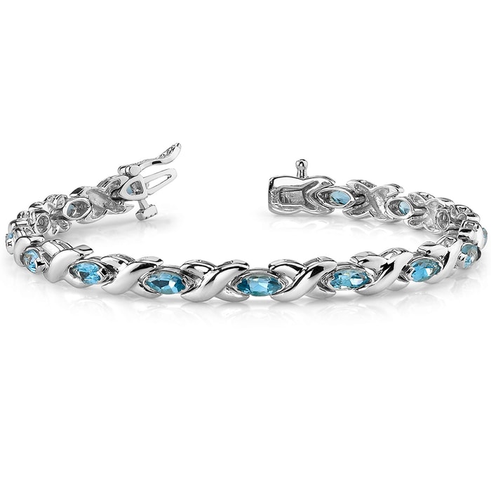 White Gold Swiss Blue Gemstone Bracelet (5 Ctw)