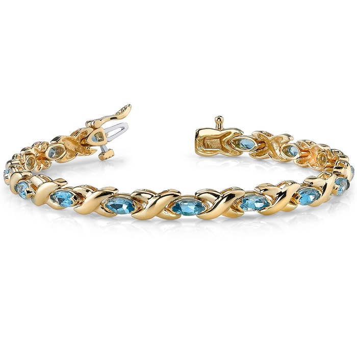 Swiss Blue Gemstone Bracelet In Yellow Gold (5 Ctw)