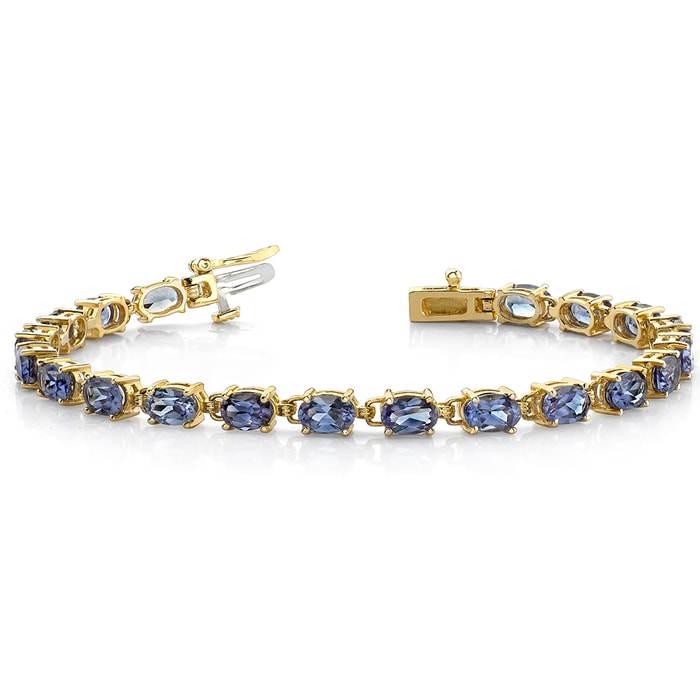 Tanzanite Oval-Cut Bracelet In Yellow Gold (10 Ctw)
