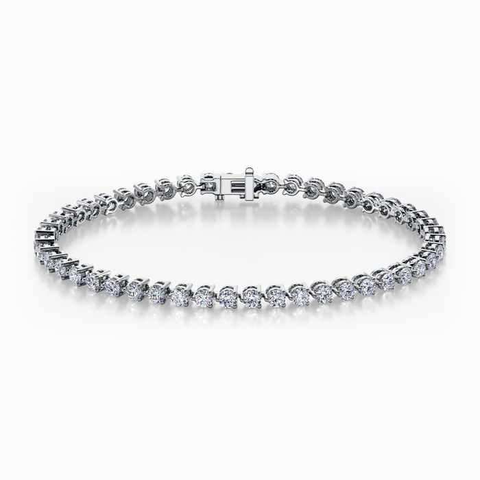 Three Prong Lab Diamond Tennis Bracelet in White Gold (5 carat)