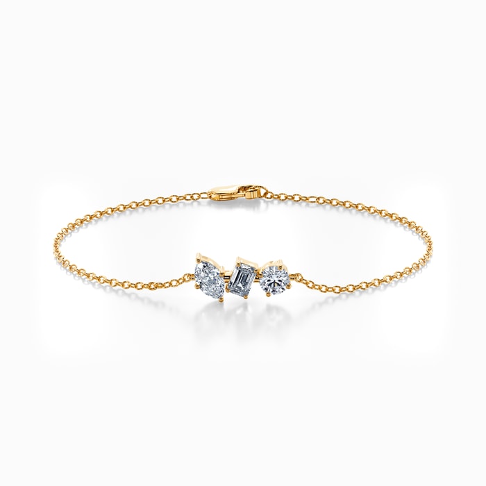 Three Stone Lab Diamond Bracelet in Yellow Gold (1.45 carat)