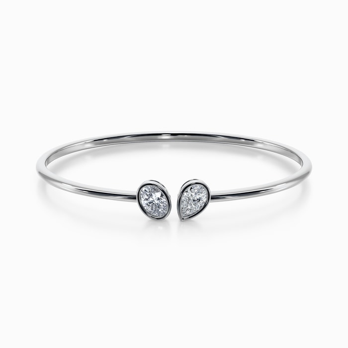 Toi Et Moi Pear and Oval Lab Diamond Bangle Bracelet in White Gold (2.00 Carat)