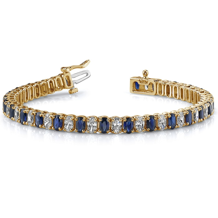Oval Sapphire Yellow Gold Bracelet With Diamonds (15 Ctw)