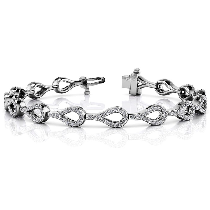 Water Drop Shaped Diamond Bracelet In White Gold (1 1/2 Ctw)