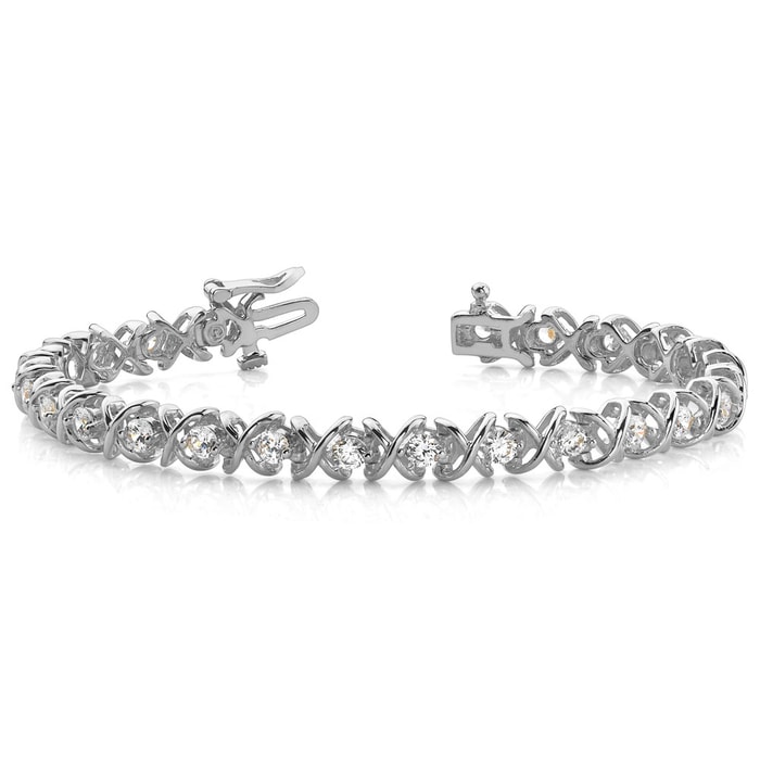 XOXO Diamond Tennis Bracelet In White Gold (1 Ctw)