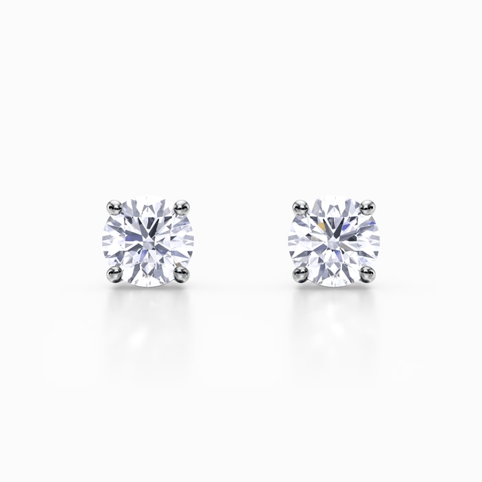 Round Lab Grown Diamond Studs in White Gold (1 Carat)
