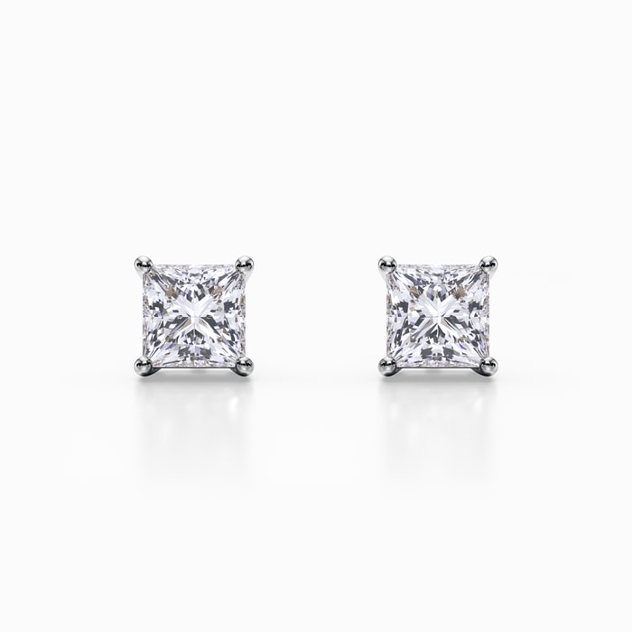 Princess Lab Grown Diamond Studs in White Gold (1 Carat)