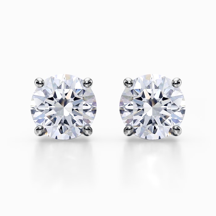 Round Lab Grown Diamond Studs in White Gold (4 Carat)