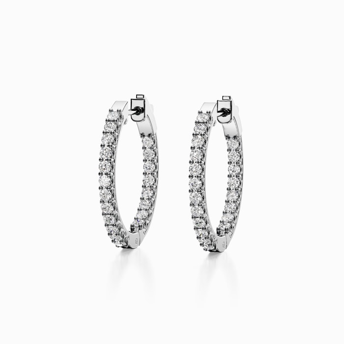 Inside Out Lab Diamond Hoop Earrings in White Gold 
