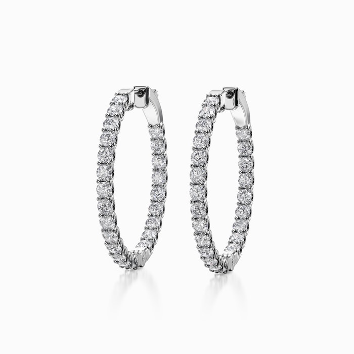 Inside Out Lab Diamond Hoop Earrings in White Gold (2 Carat)