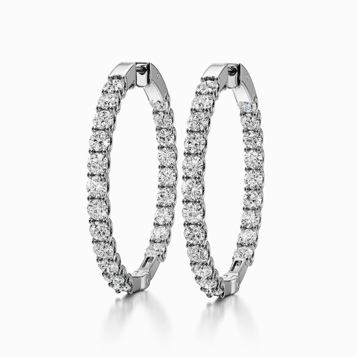 Inside Out Lab Diamond Hoop Earrings in White Gold (4.50 Carat)