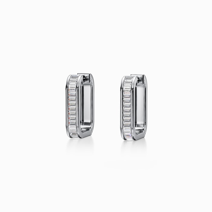 Baguette Lab Diamond Hoop Earrings in White Gold (0.60 Carat)