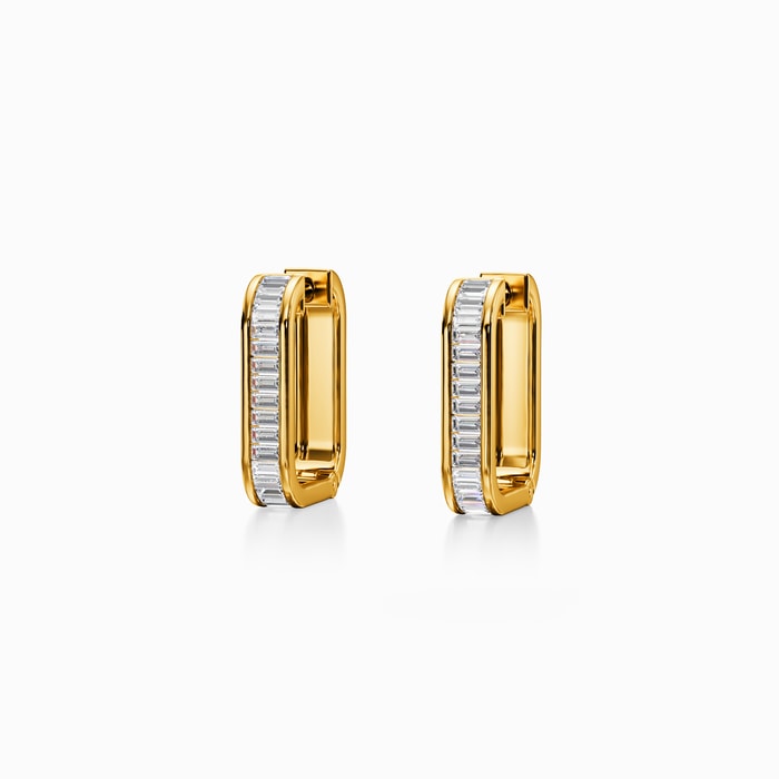 Baguette Lab Diamond Hoop Earrings in Yellow Gold (0.60 Carat)