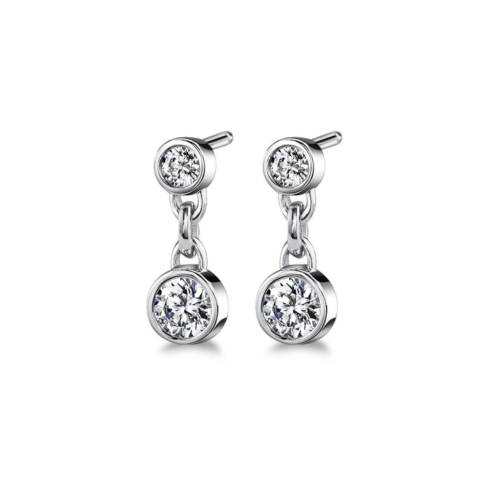 Bezel Diamond Link Earrings in White Gold (1/3 ctw)